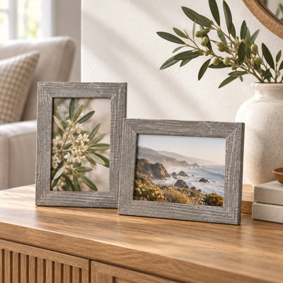 Cadre photo en bois gris de 14 cm (5,5 po) pour salon - Paquet de 2