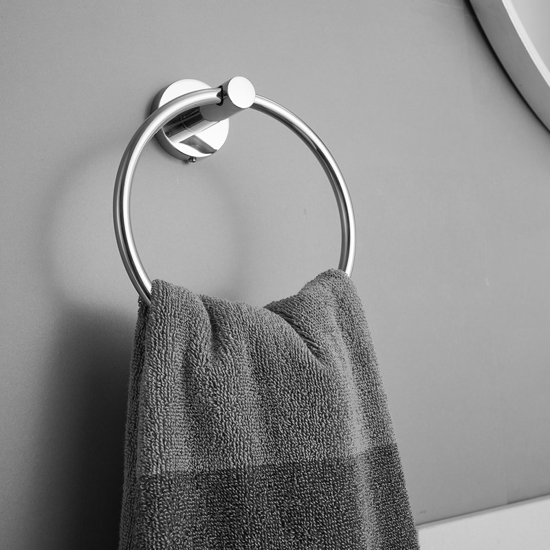 6-Piece Bath Hardware Set With Towel Ring Toilet Paper Holder Towel Hook Towel Bar Included Wall Mount In Polished Chrome