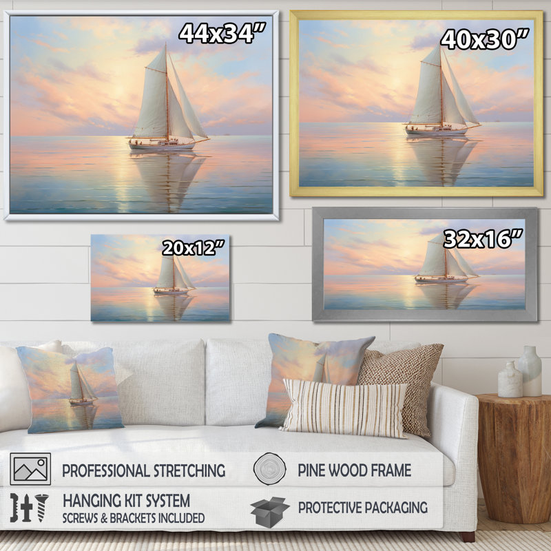 Sailboat Sailing Serenade II - Sailing Boat Wall Art Prints, H 30 po x l 40 po x P 1,5 po, Toile tendue