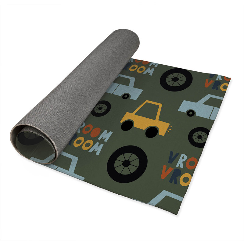 Tapis de jeu pour enfants Vroom, Rectangle 24 po x 36 po, Chimichurri / vert / or / orange