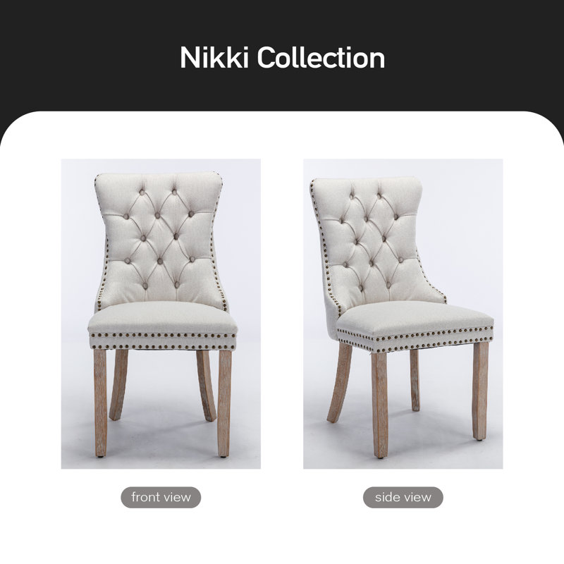 Golston 20'' H Tufted Linen Upholstered Parsons Chair, Beige