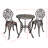 3-Piece Cast Aluminum Outdoor Bistro Set Patio Dining Set with Round Table and 2 Chairs