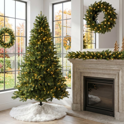 7.5 ft Pre-Lit Full Green Fir Artificial Christmas Tree with 680 Clear Lights and Remote