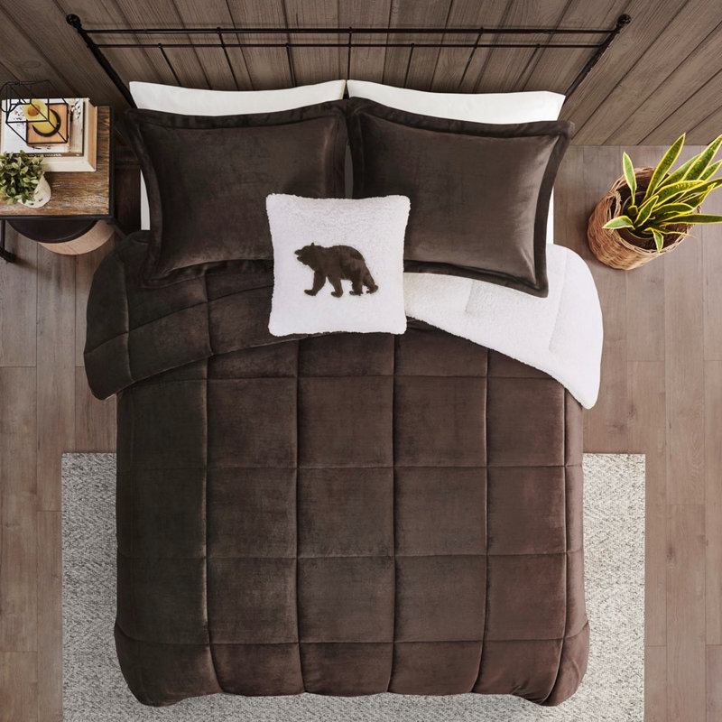 Édredon pour très grand lit - To 1 édredon, 2 taies décoratives, coussin décoratif doux et confortable de couleur brune, tissu inversé douillet: l 20 po x l 36 po x l 18 po x l 18 po
