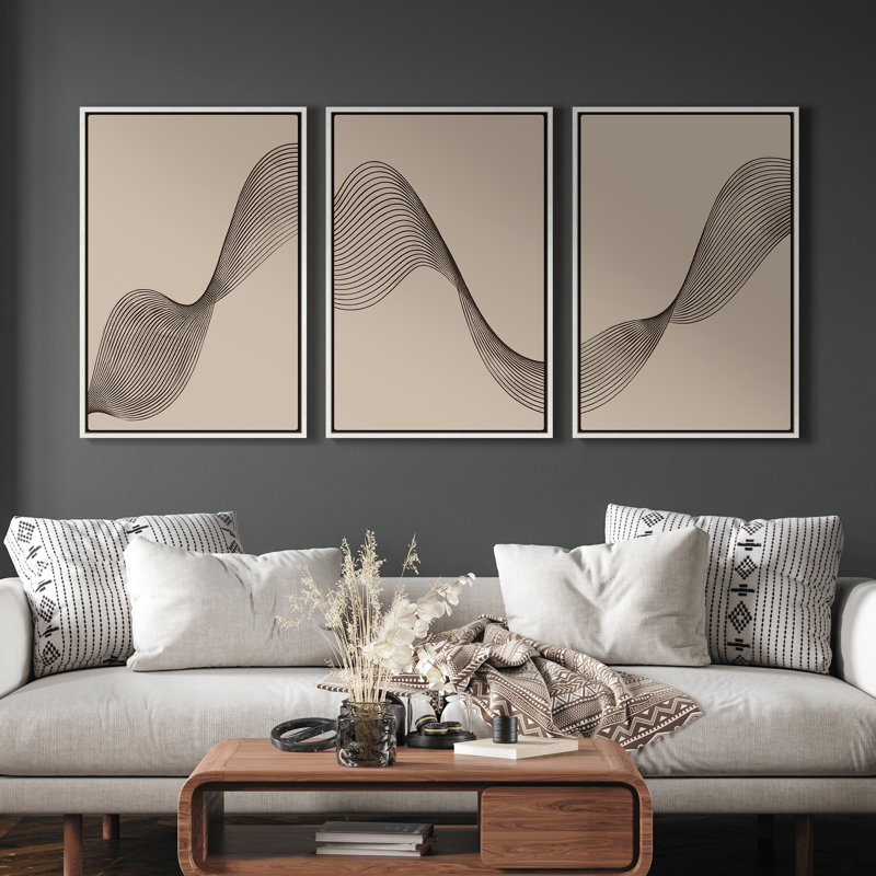 Framed Canvas Wall Art, Vintage Abstract Wall Canvas Prints, 24" H x 16" W, White