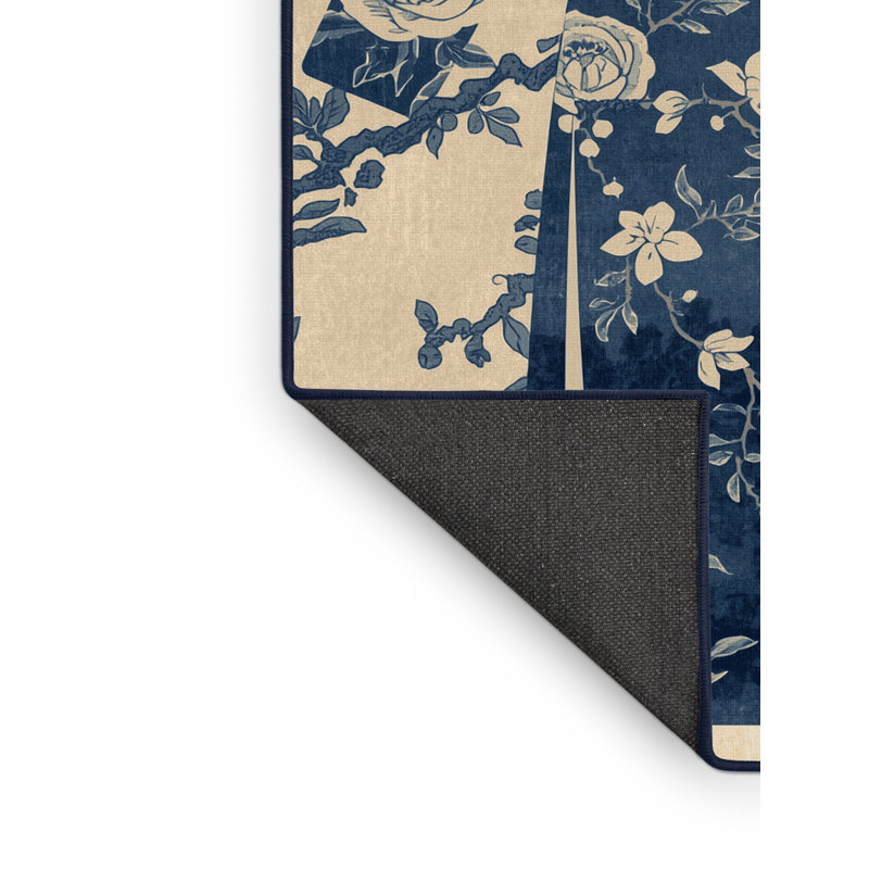 Tapis gris doux moelleux à motif floral traditionnel Cortland, 2 pi x 3 pi