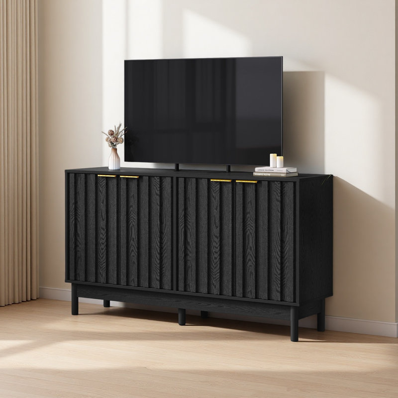 55'' Buffet Cabinet with Storage, Fluted Sideboard with Doors and Adjustable Shelves, Wood Credenzas Console Table, Coffee Bar Cabinet for Kitchen