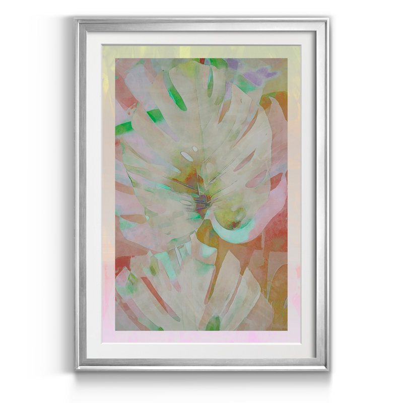 «Retro Palms I», reproduction d'art sur papier encadré, H 30 po x l 22 po x P 1 po, Argent