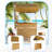 Hawaiian-style Bar Patio Set Included A Table With Canopy And Two High Stools