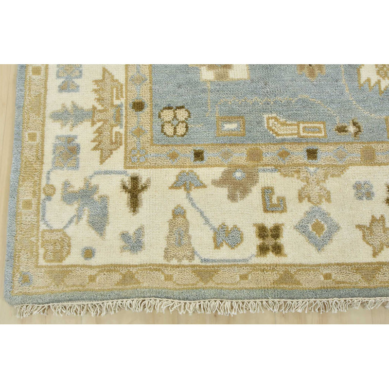 Tapis oriental en laine noué à la main bleu Nastaho