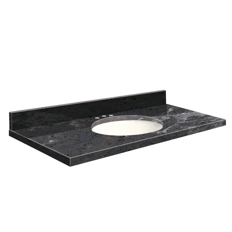 Dessus de salle de bain simple 43 po meuble-lavabo, Blanc, Central de 4 po, Voie lactée