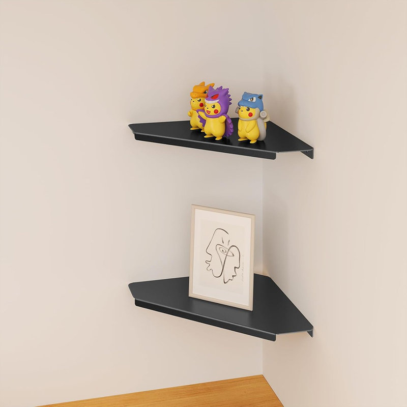 Small Wall Mounted Floating Corner Shelves Metal Black Pack ...