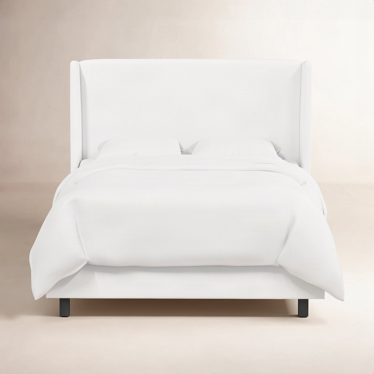 Tilly Upholstered Wingback Bed, California King, White Performance Twill