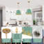 Luminaire suspendu octogonal or vieilli à la main, chaîne réglable 15 po, éclairage d'îlot de cuisine vert menthe, base E26, homologué UL-827105323-827105321