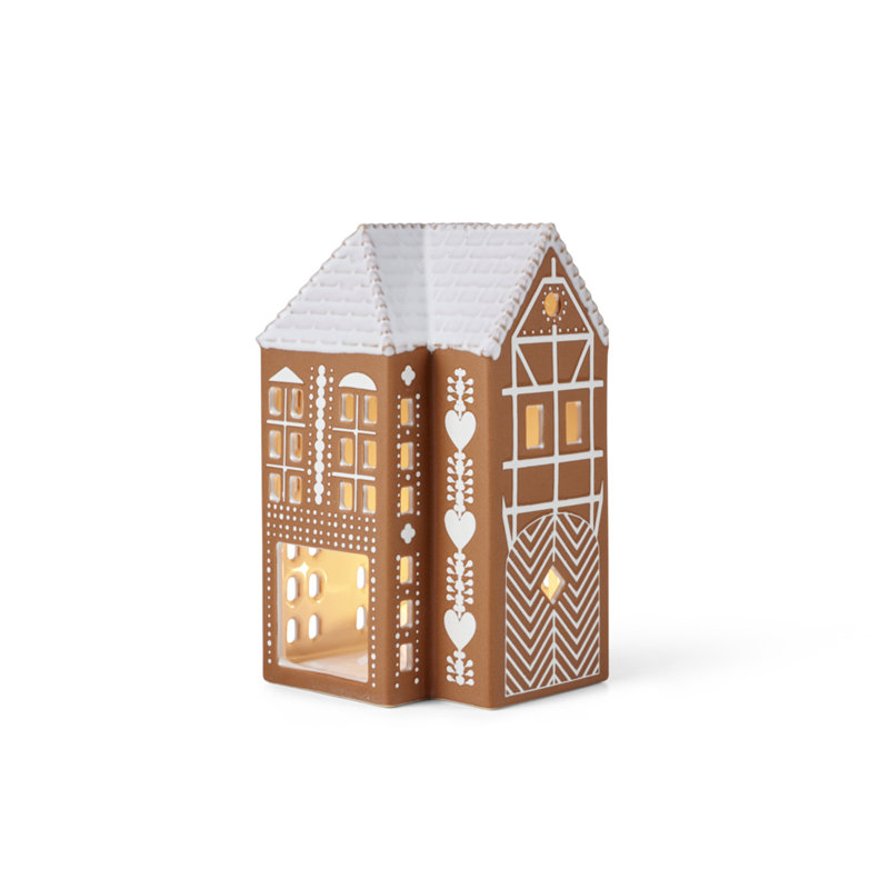 Gingerbread 6.7'' H Stoneware Tabletop Lantern
