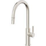 Corsano Contemporary Pull Down Kitchen Faucet with Button Sprayer High Arc Spout and ST Series Handle