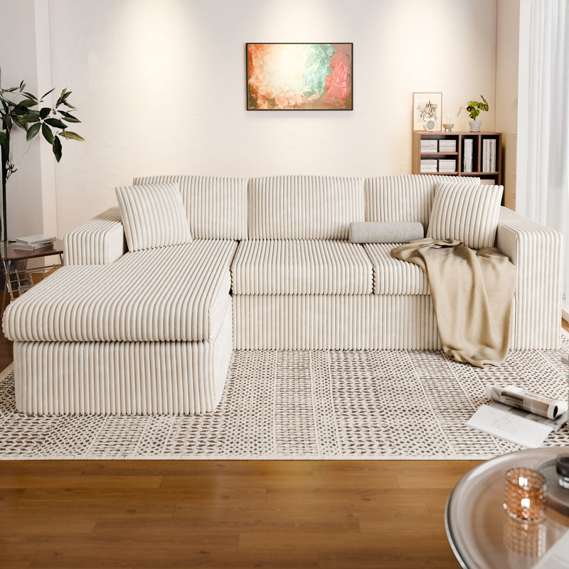 Canapé en velours côtelé 104,3 po, Beige