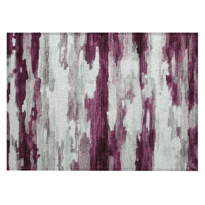 Machine Washable Indoor/Outdoor Chantille ACN2876 Abstract Rug, 1'8" x 2'6", Merlot