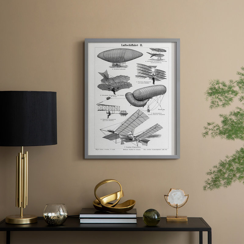 «Industrial Flight», reproduction encadrée - bois massif, Gris, H 15 po x l 12 po