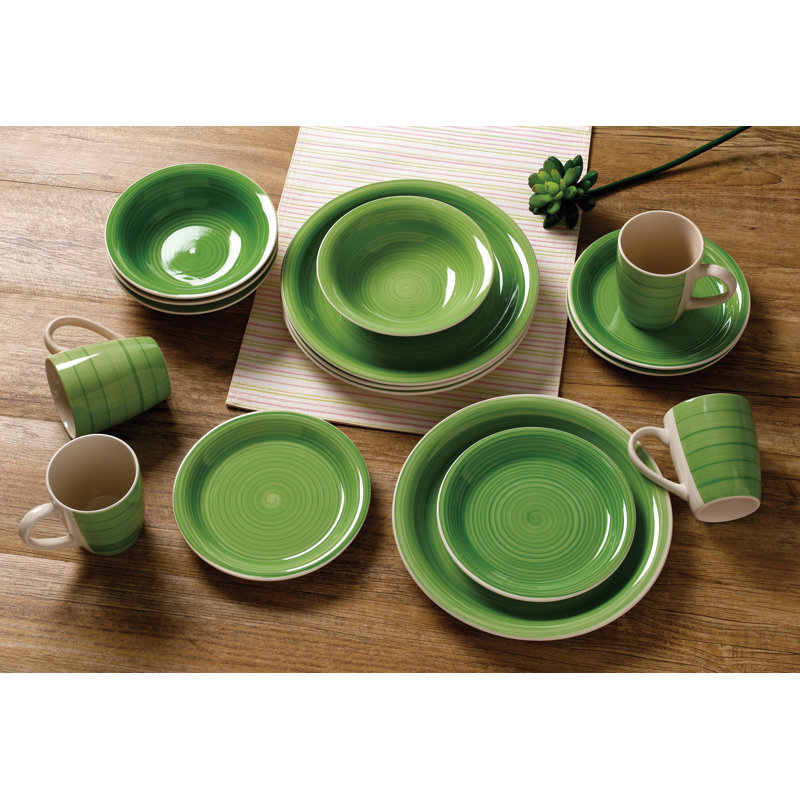 Aarabhi Piece Stoneware Dinnerware Set - Service for 4, Green