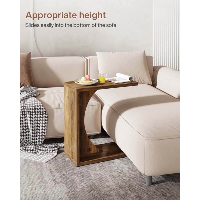 Heleana C-Shaped End Table for Couch, Sofa Side Table Living Room, Brown