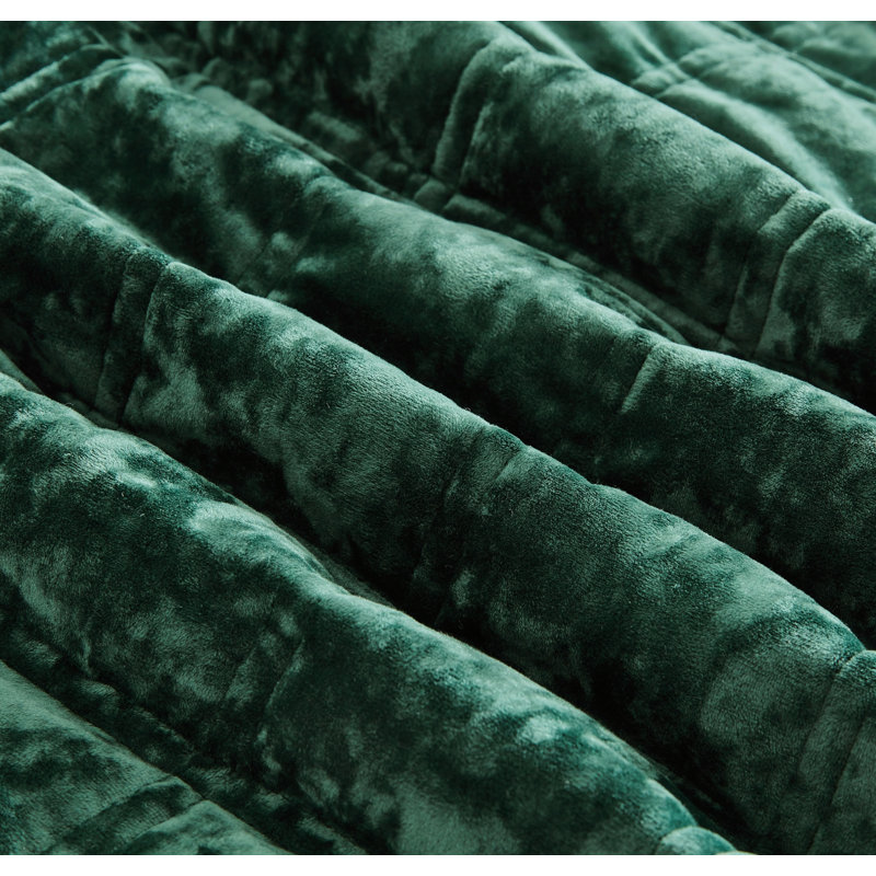 Velvet Quilt, Queen Quilt + 2 Standard Shams, Forest Green