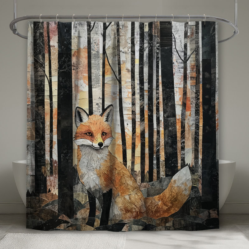 Rideaux de douche Fox In Forest Collage, L 70 po x H 72 po