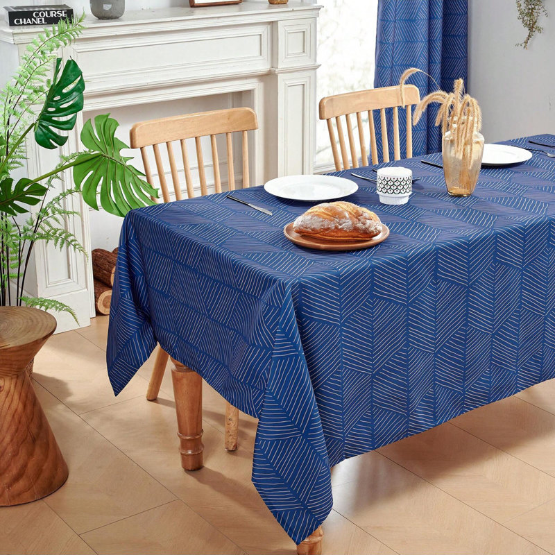 Geometric Patterned Tablecloth, 1 PCS, Blue, 54" x 102"