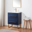 Meuble-lavabo simple 24 po en bois bleu avec plateau en céramique