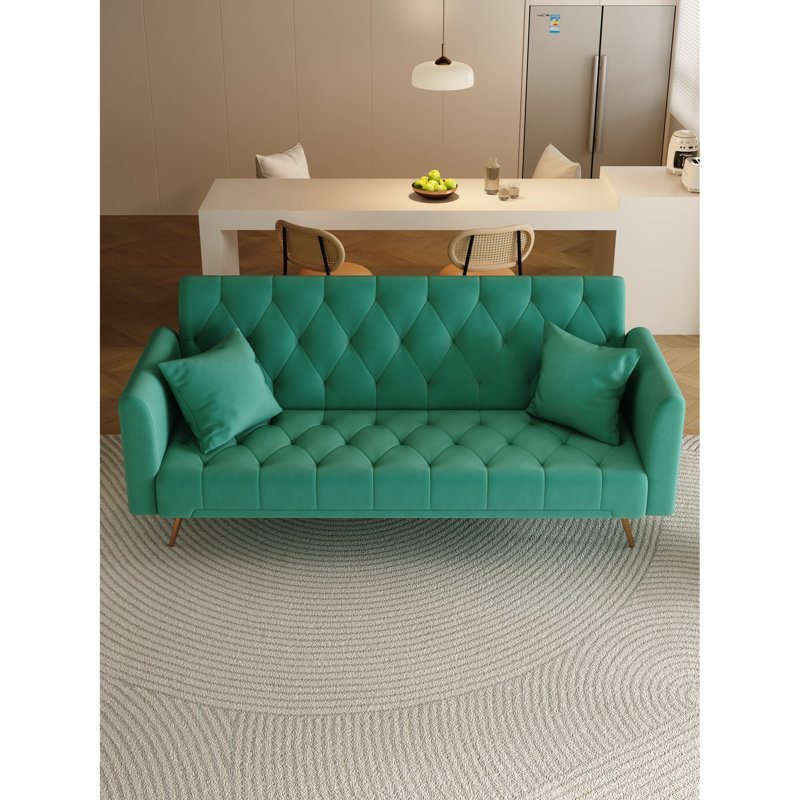 Lit en velours de 180 cm, idéal pour les petits espaces, multiples réglages, construction robuste, montage facile, canapé deux places de 180 cm avec 2 configurations possibles, conception polyvalente