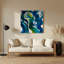 Art mural abstrait en métal bleu 71-1494310200