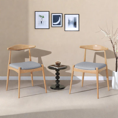 Ensemble de 2 chaises de salle à manger en bois d'hévéa avec dossier incurvé et sièges rembourrés