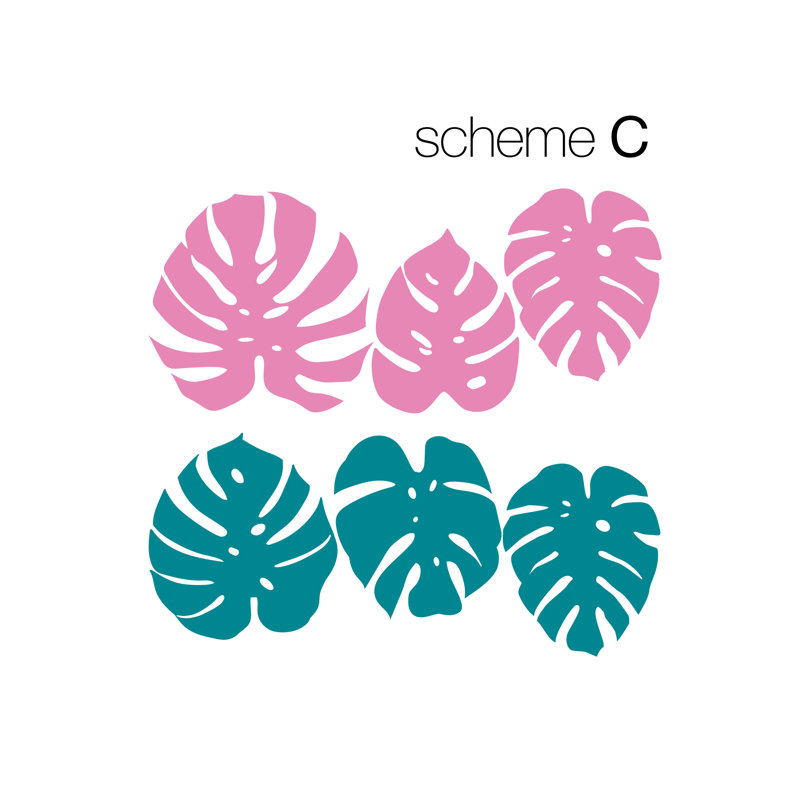 Adhésif décoratif feuilles Monstera, Rose / sarcelle