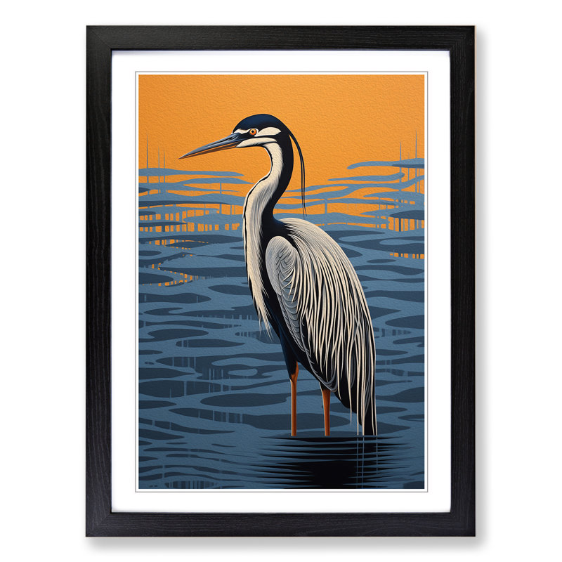 Heron Op No.2 - Framed Print, 46cm H x 34cm W x 2cm D