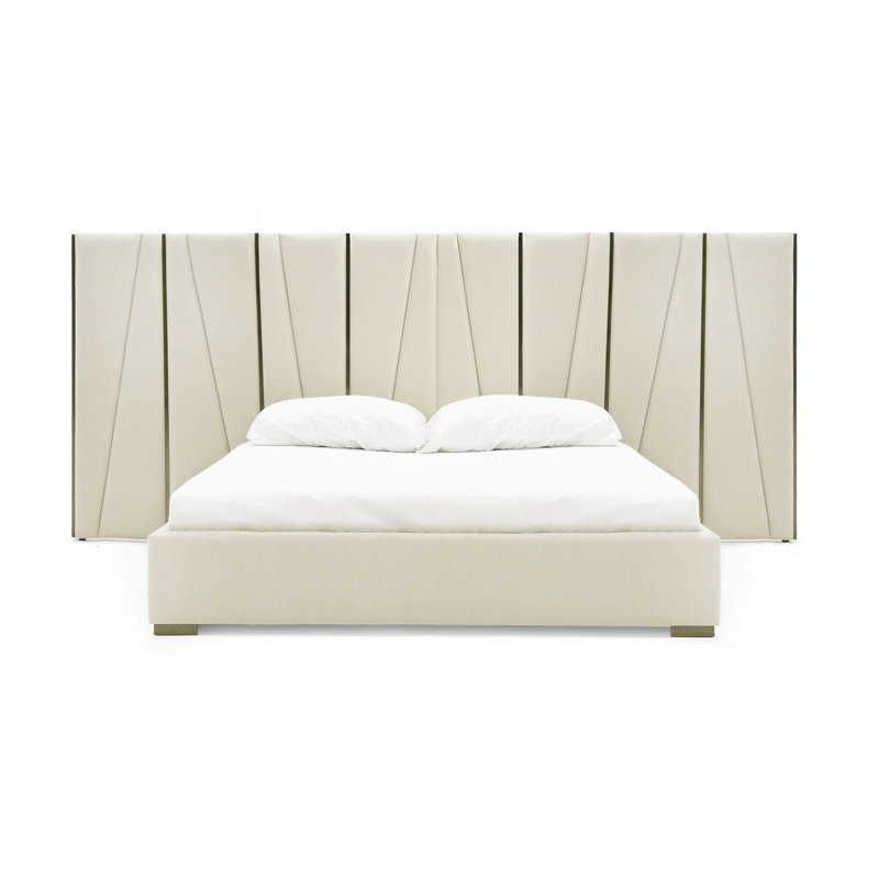 Nixa - Modern Beige Velvet Bed, California King