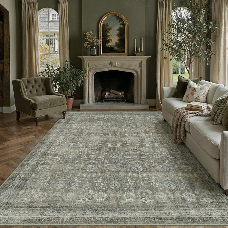Tapis décoratif rétro Riva, Brun, Rectangle 8'6" x 11'6"