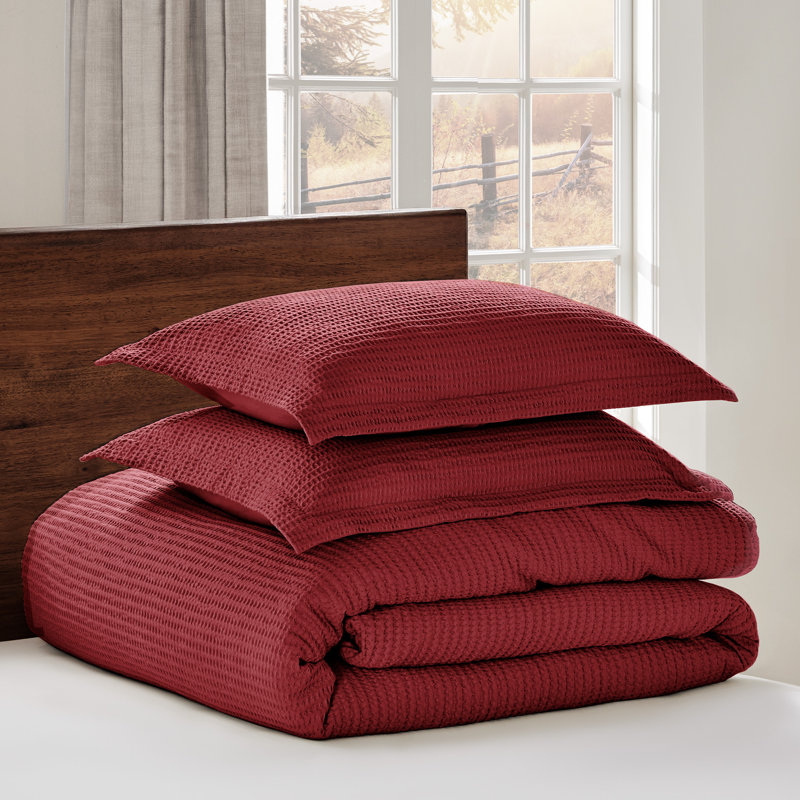 Cloud Waffle Red Full/Queen Comforter Set, Full Comforter
