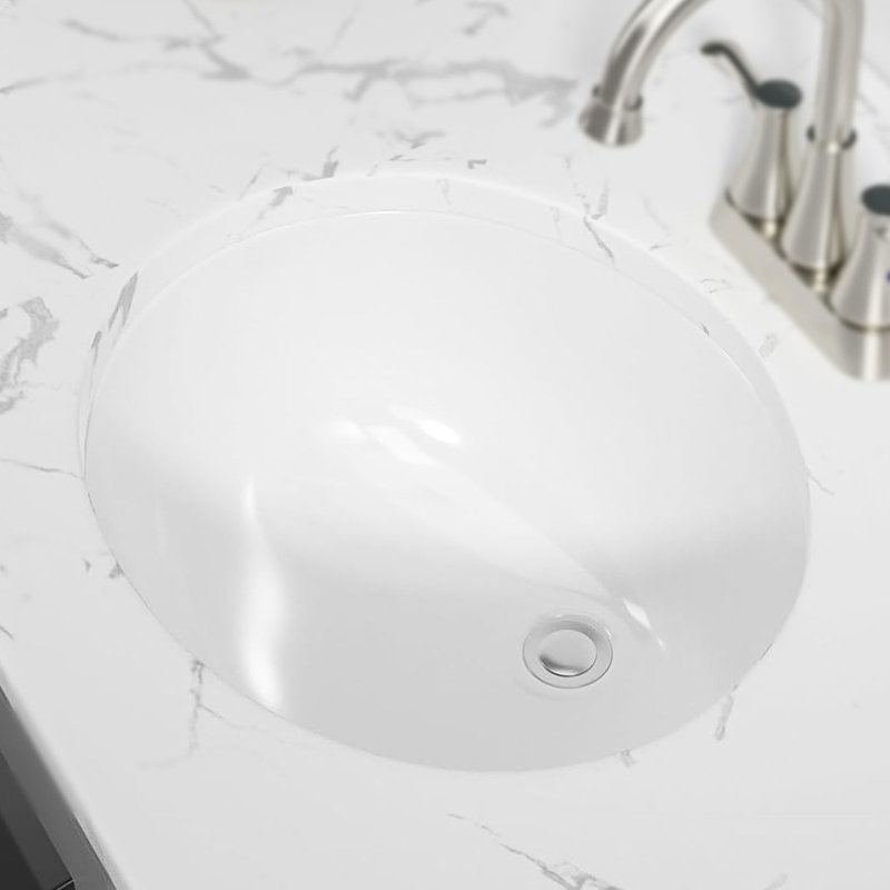 19"X16" Oval Undermount Pure White Ceramic Sink - Bathroom Lavatory Basin With Overflow, Low Absorption, Acid Resistance, And Reliable Water Fashionable Style