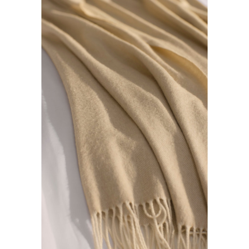Bamboo Herringbone Tassel Throw, Oatmeal