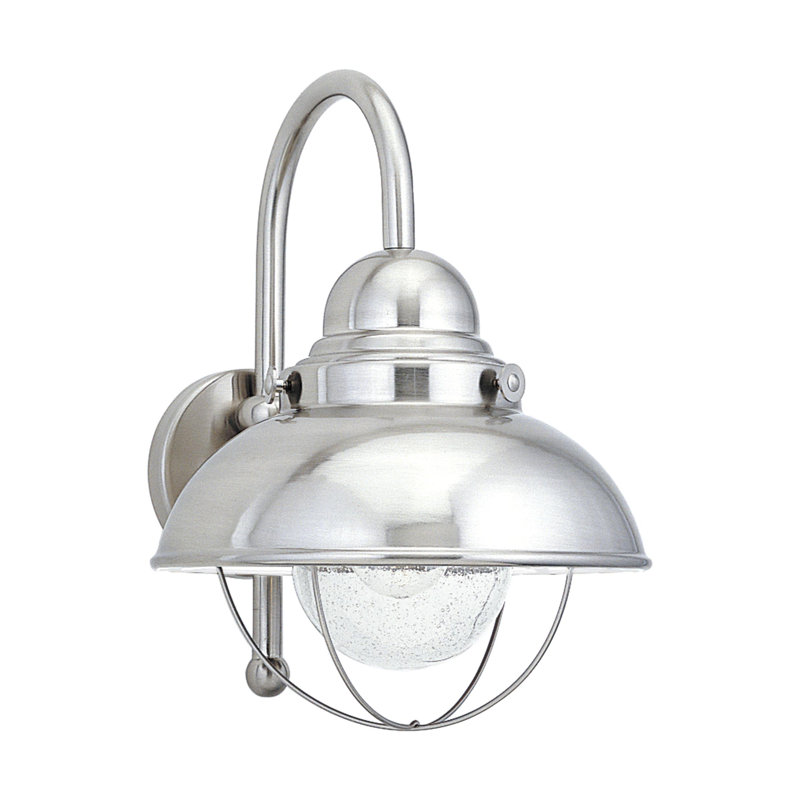 Lampe de grange extérieure en verre bullé, Noir, H 15,75 po x l 11,25 po x P 13,5 po