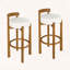 Ensemble de 2 tabourets de bar Elise d'intérieur en bois à dossier bas avec revêtement blanc, finition noyer