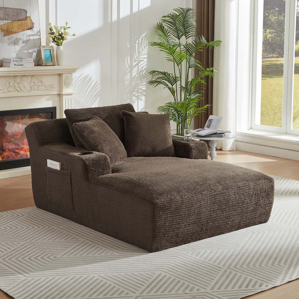 Latitude Run® Faux Fur Oversized Chaise Lounge Chair Indoor, No ...