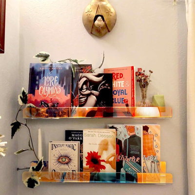 Acrylic Floating Shelves, Set Of 2 – Wall-Mounted Display Book Shelves