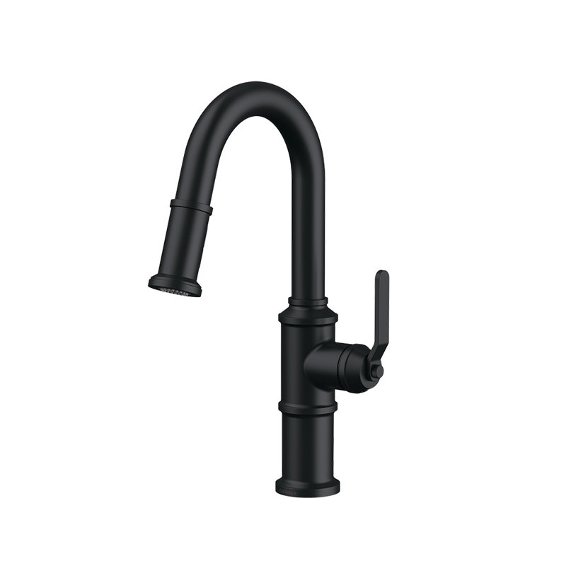 Kinzie Single Handle Pull-Down Prep Faucet, Satin Black