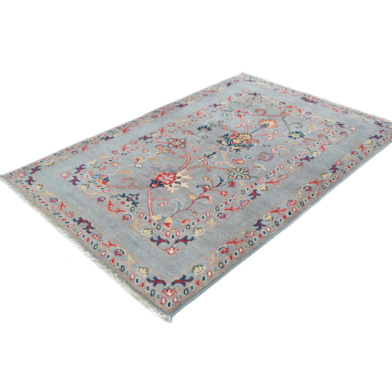 Tapis oriental moderne gris unique 3 x 5 One-of-a-Kind