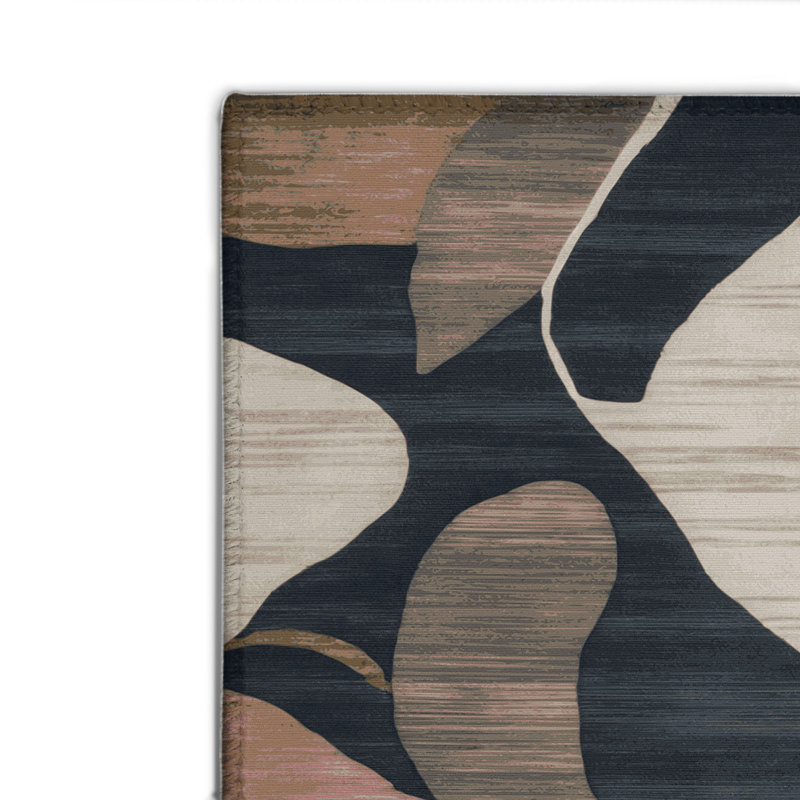 Watercolor Black Indoor and Outdoor Area Rug, Rectangle 2' x 3'