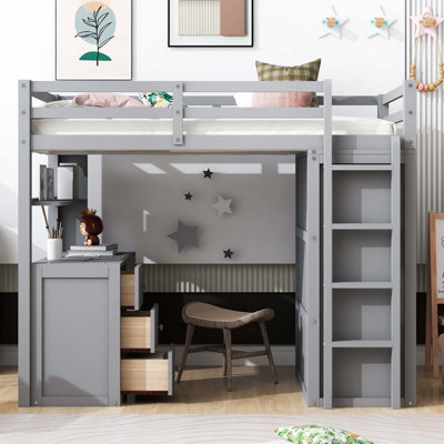Loft Bed with Drawers,Desk,and Wardrobe