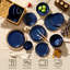 Ensemble de 16 pièces de vaisselle en argile gaufrée bleue au four d'élégance rétro française, artisanat artisanal, 4 personnes, convient pour la maison, la fête, le festival, le cadeau-929059090
