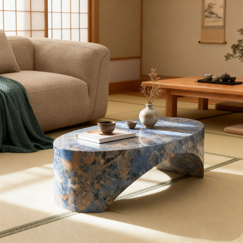 Table basse ovale, Bleu