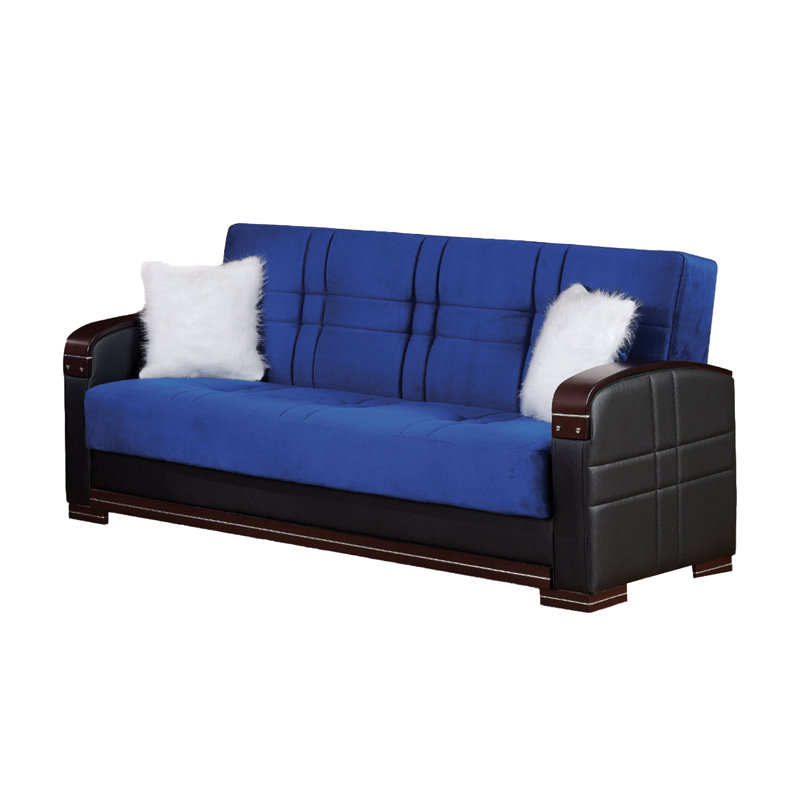 89'' Upholstered Convertible Sofa, Blue Chenille